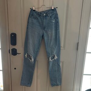 American Eagle Outfitters Light Blue Distressed Straight Leg Jeans